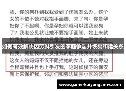 如何有效解决因劳琳引发的家庭争端并恢复和谐关系