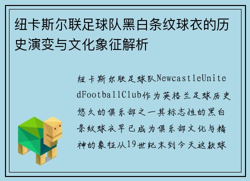 纽卡斯尔联足球队黑白条纹球衣的历史演变与文化象征解析