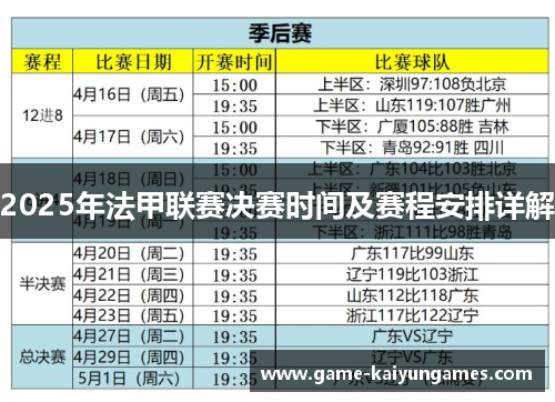 2025年法甲联赛决赛时间及赛程安排详解 2025年法甲联赛决赛时间及赛程安排详解